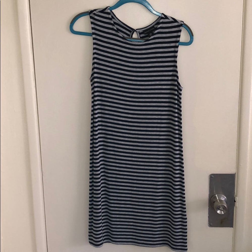 Gray and Navy Striped Dress